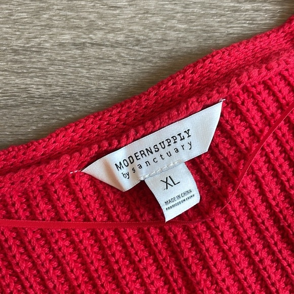 Modern Supply by Sanctuary Red Knit Short Sleeve Sweater - Picture 3 of 4